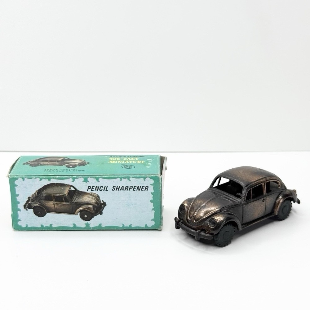 Vintage Antique Finish Die-Cast Miniature Pencil Sharpener VW Beetle Car